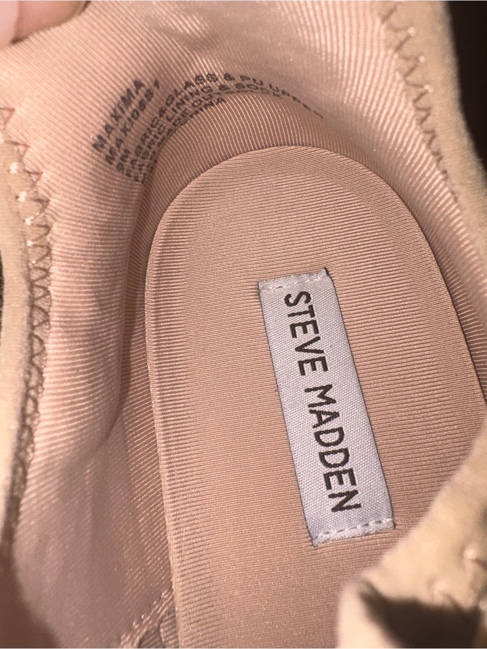 Steve Madden Blush Maxima Tan Knit Sneakers with Crystal Embellishments - Picture 3 of 6